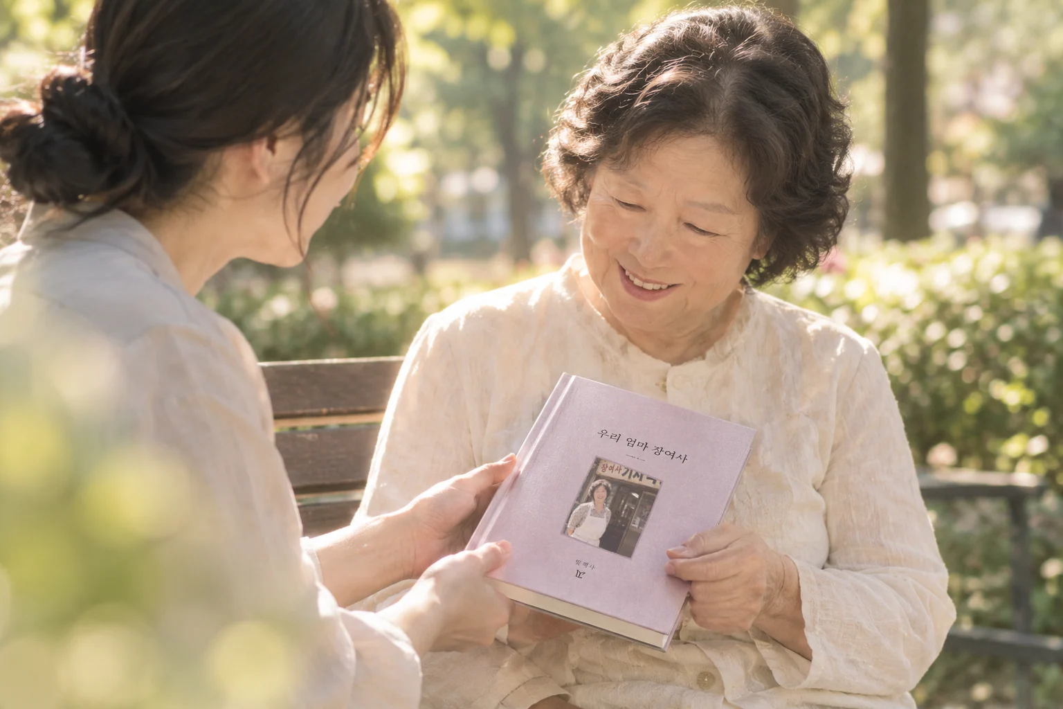 고객과 책을 함께 보며 확인하는 모습