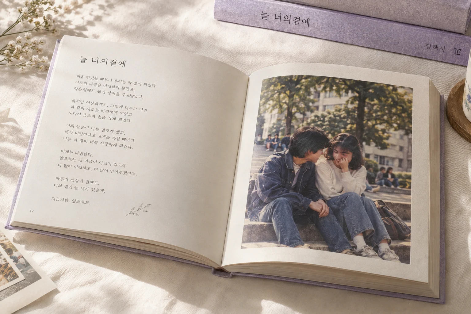 사진과 글을 마지막으로 확인하고 다듬는 포토북 지면